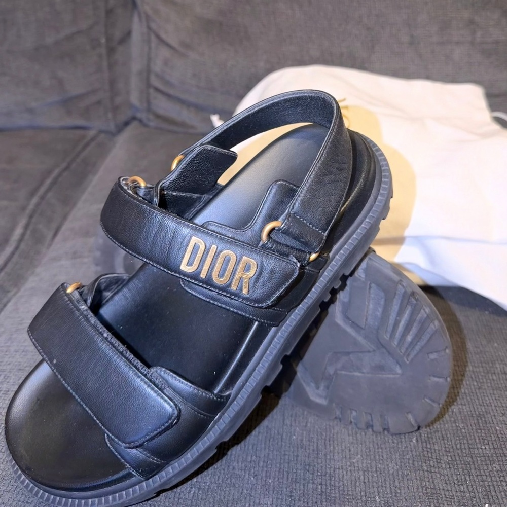 Dior Black Leather Sandals